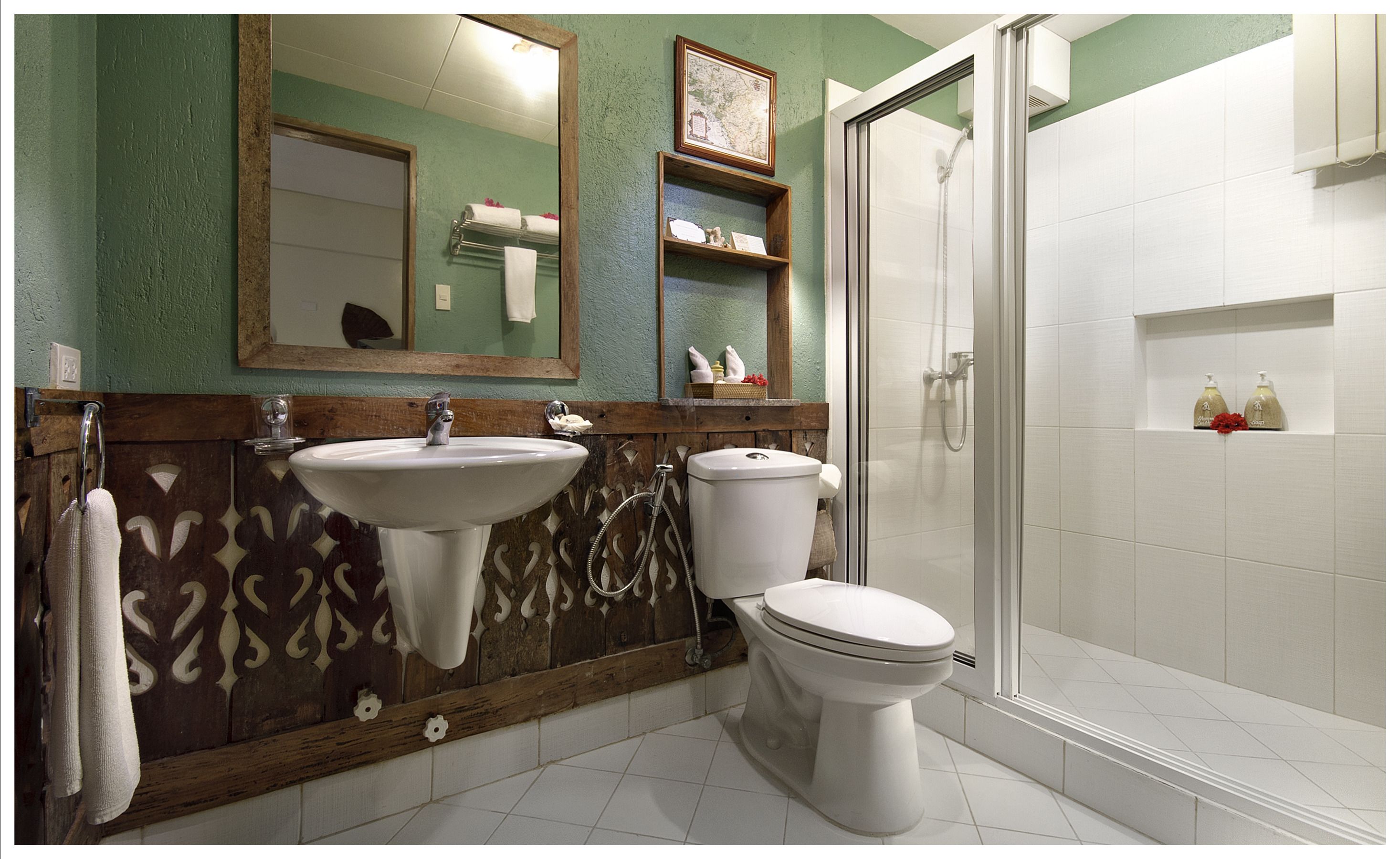 superior room | bathroom | shower, free toiletries, hair dryer, bathrobes