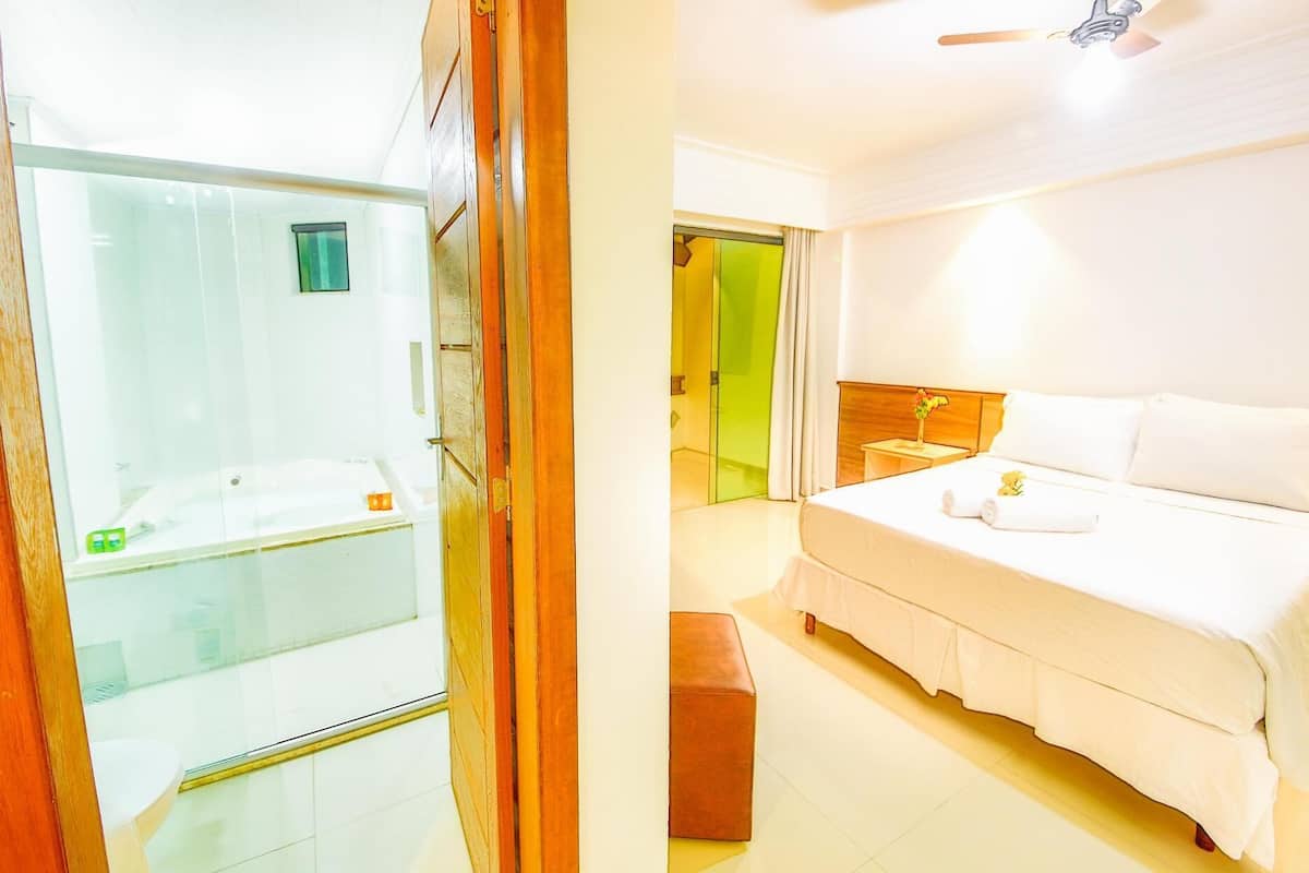 Minibar, desk, laptop workspace, blackout curtains