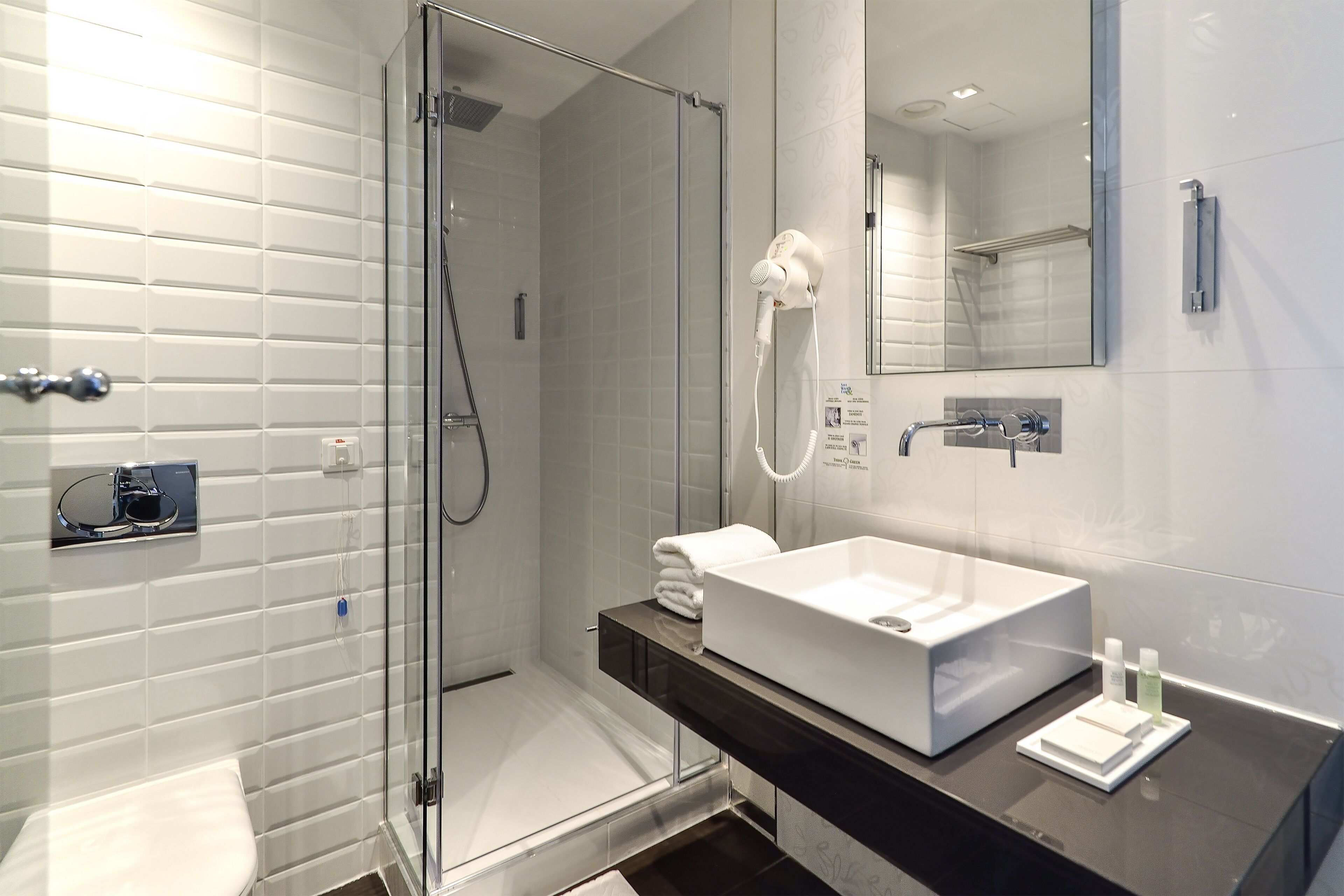 shower, free toiletries, hair dryer, bathrobes