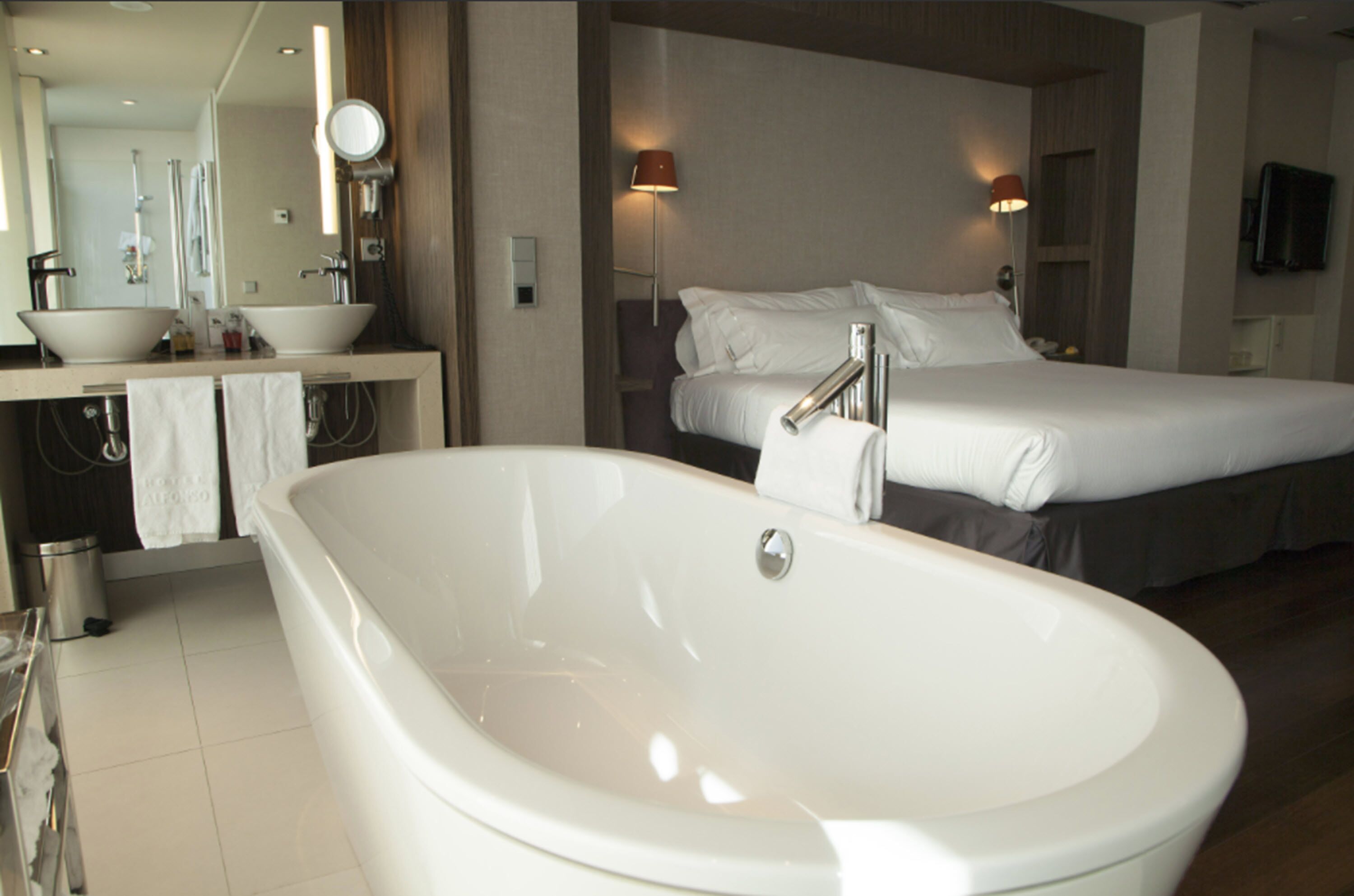 suite | bathroom | hair dryer, towels