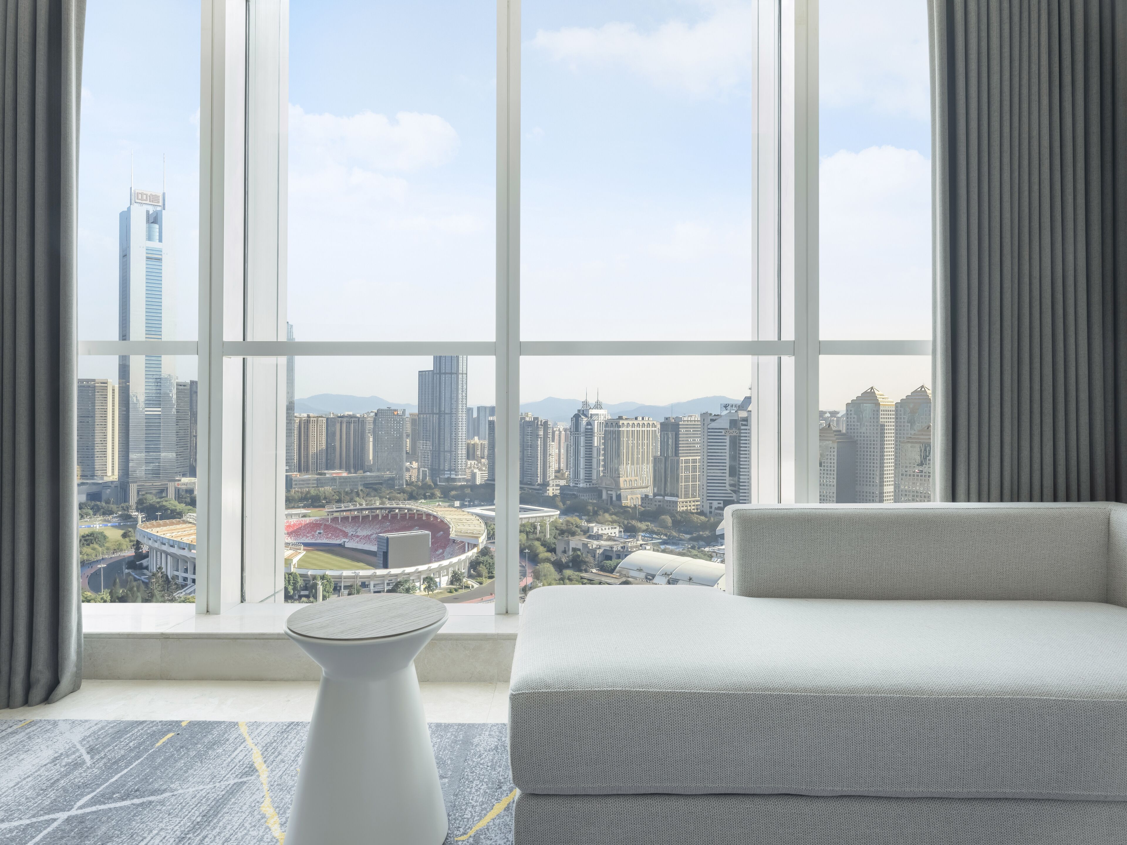 premier deluxe, guest room, 1 king, tianhe stadium view | city view