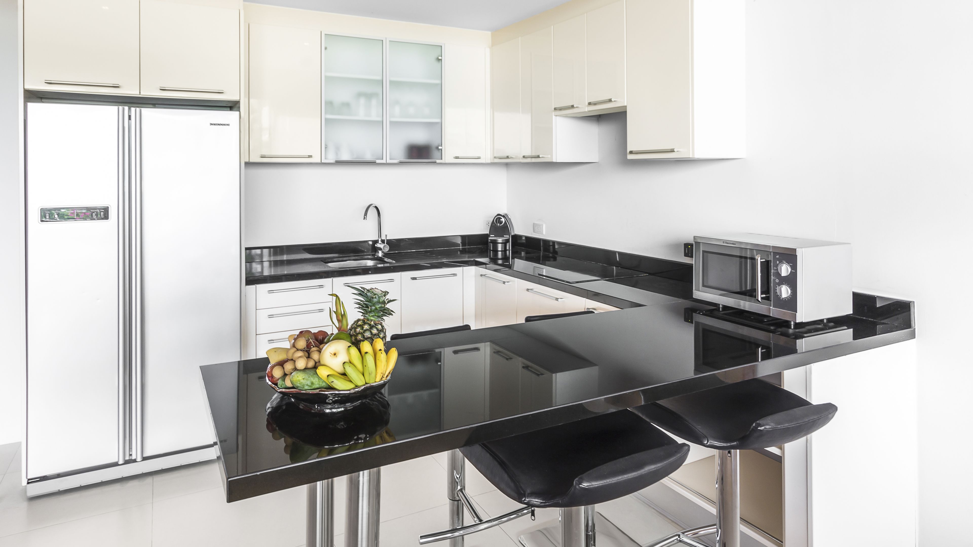 two bedroom private pool penthouse | private kitchenette | fridge, microwave, electric kettle, toaster