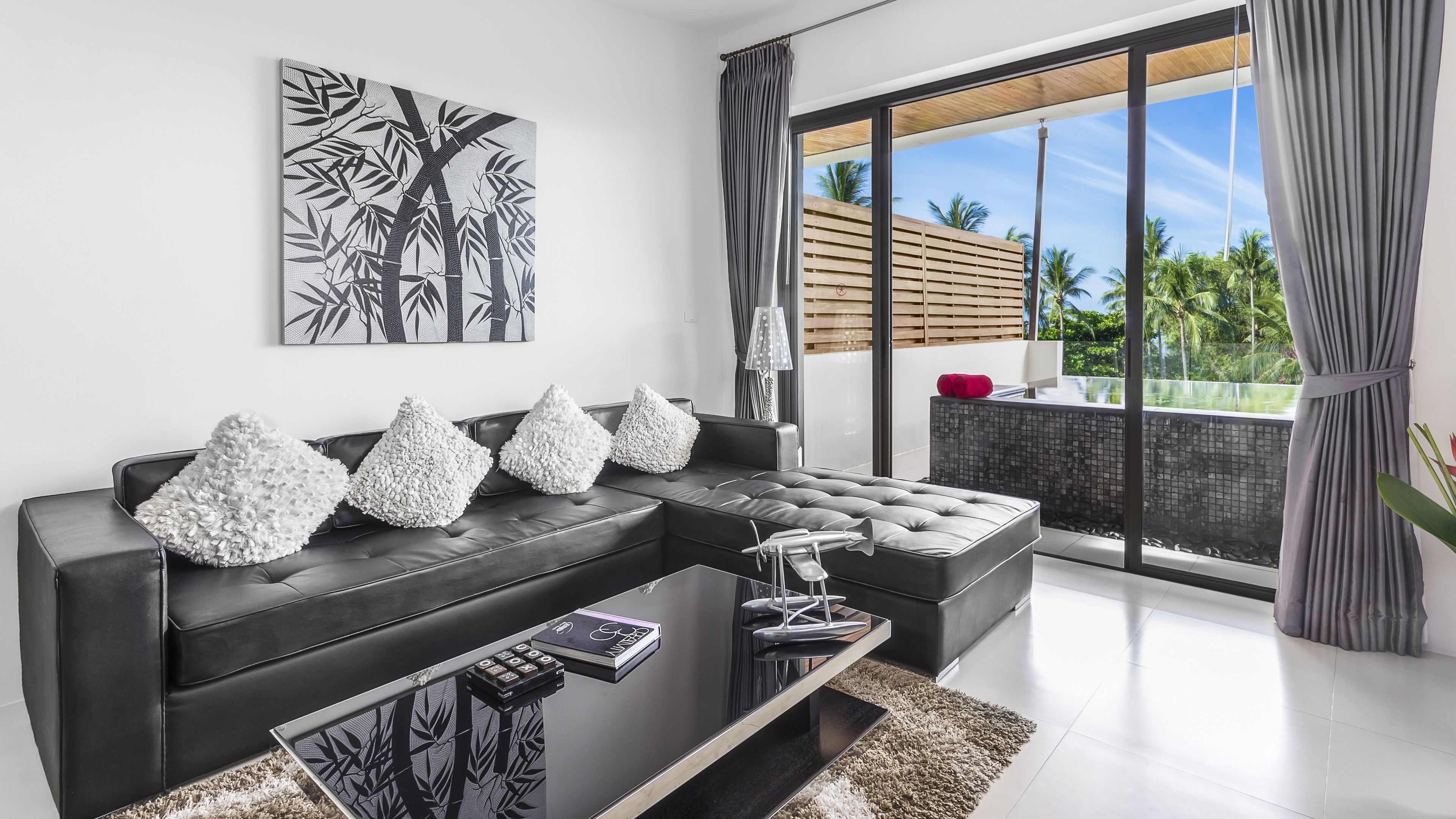 one bedroom private pool penthouse | living area | 45-inch smart tv with digital channels, tv