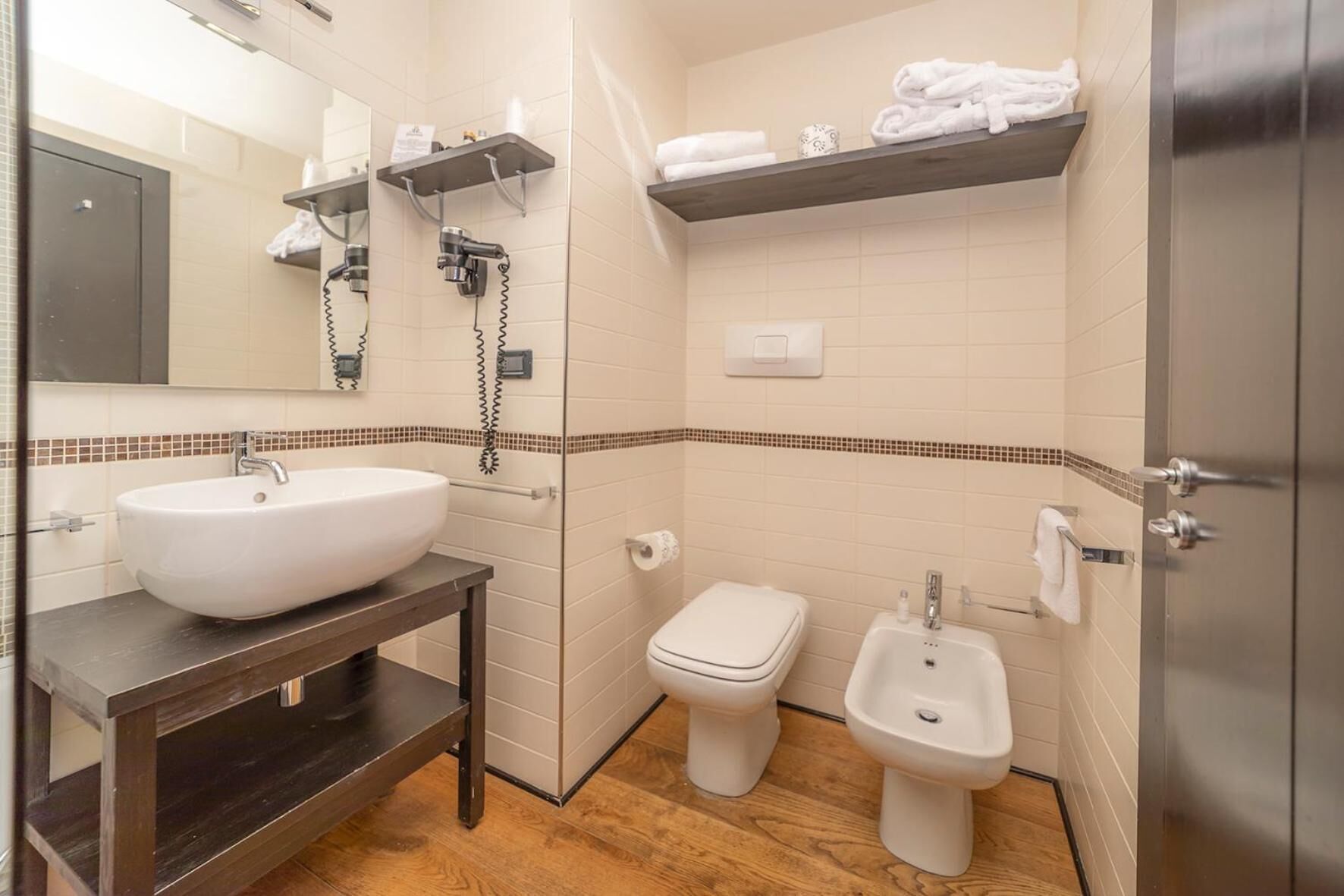 free toiletries, hair dryer, bathrobes, slippers