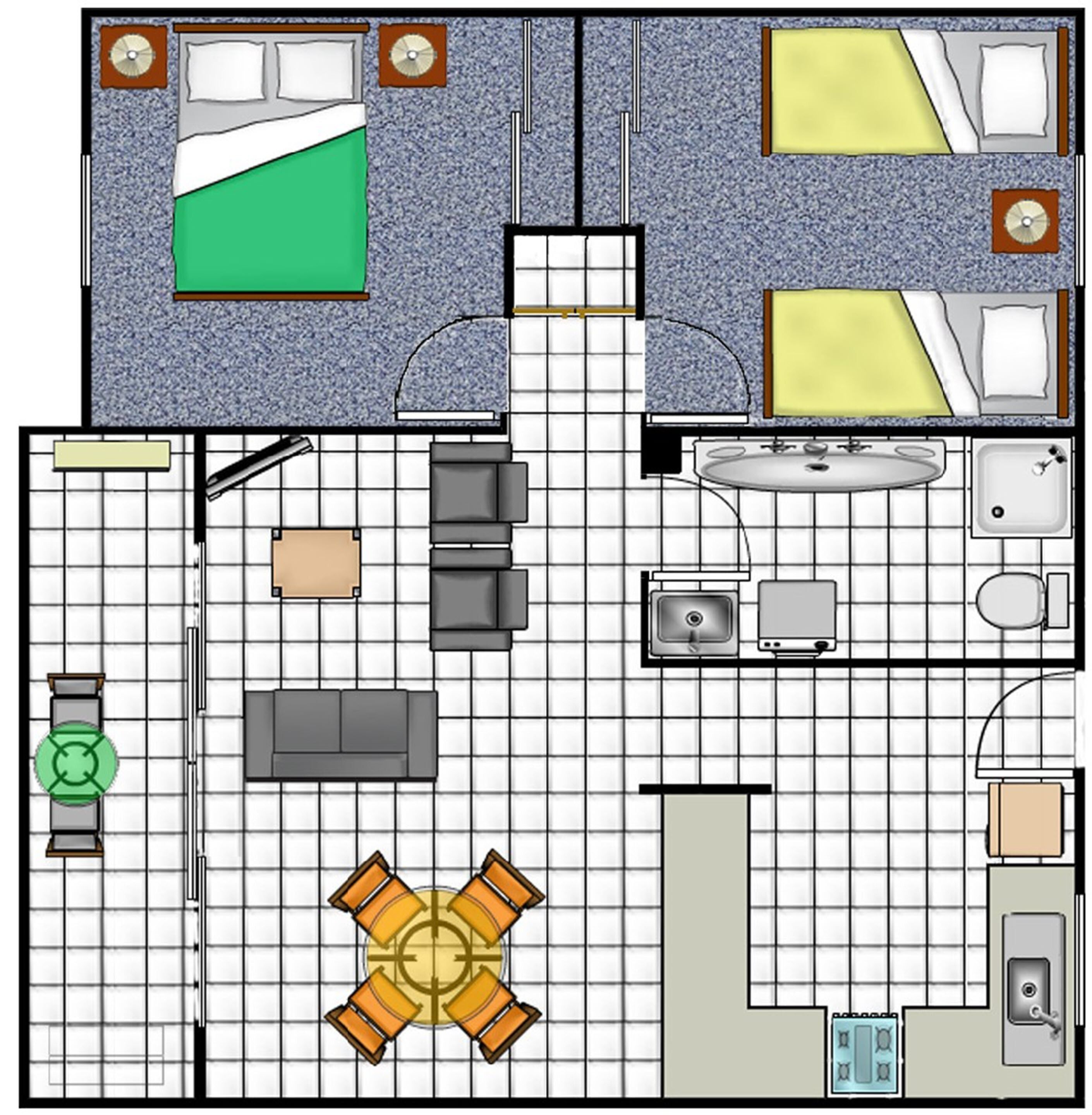 standard apartment, 2 bedrooms | floor plan