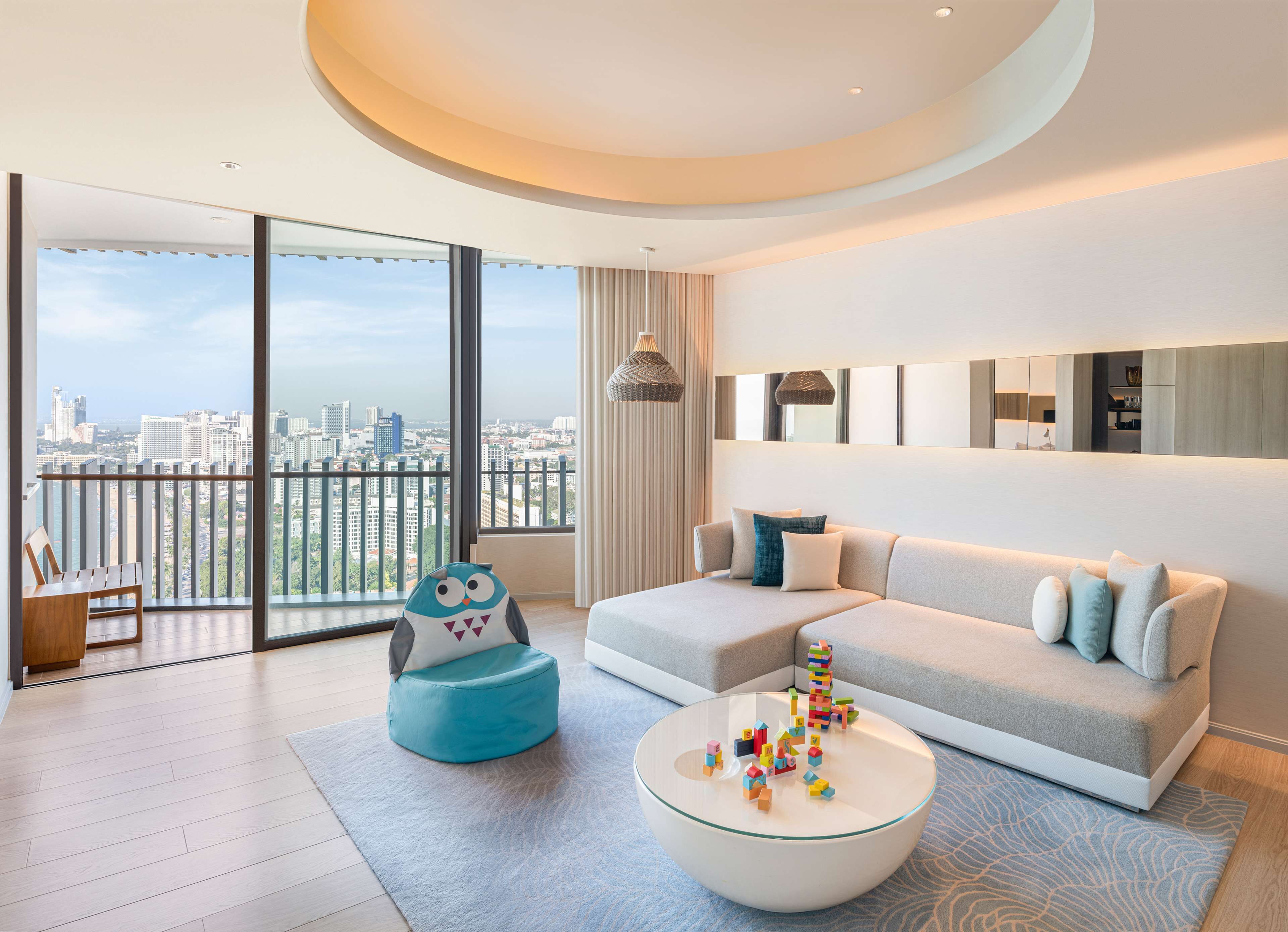 family suite, 1 king bed, ocean view (premium) | living area | 55-inch led tv with cable channels, tv