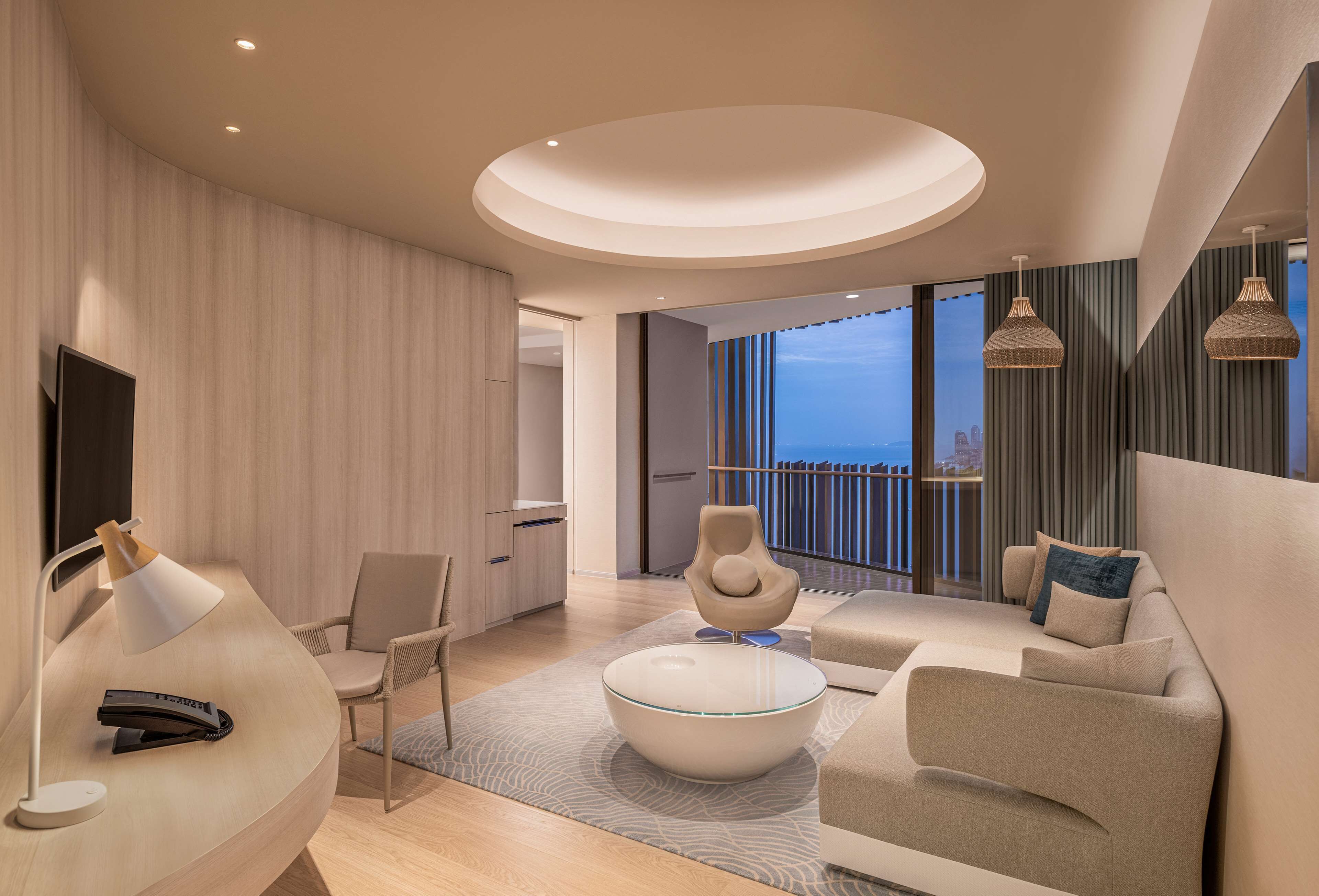 Premium Suite, 1 King Bed, Ocean View | In-room safe, desk, laptop workspace, blackout drapes