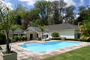 Outdoor pool, pool umbrellas