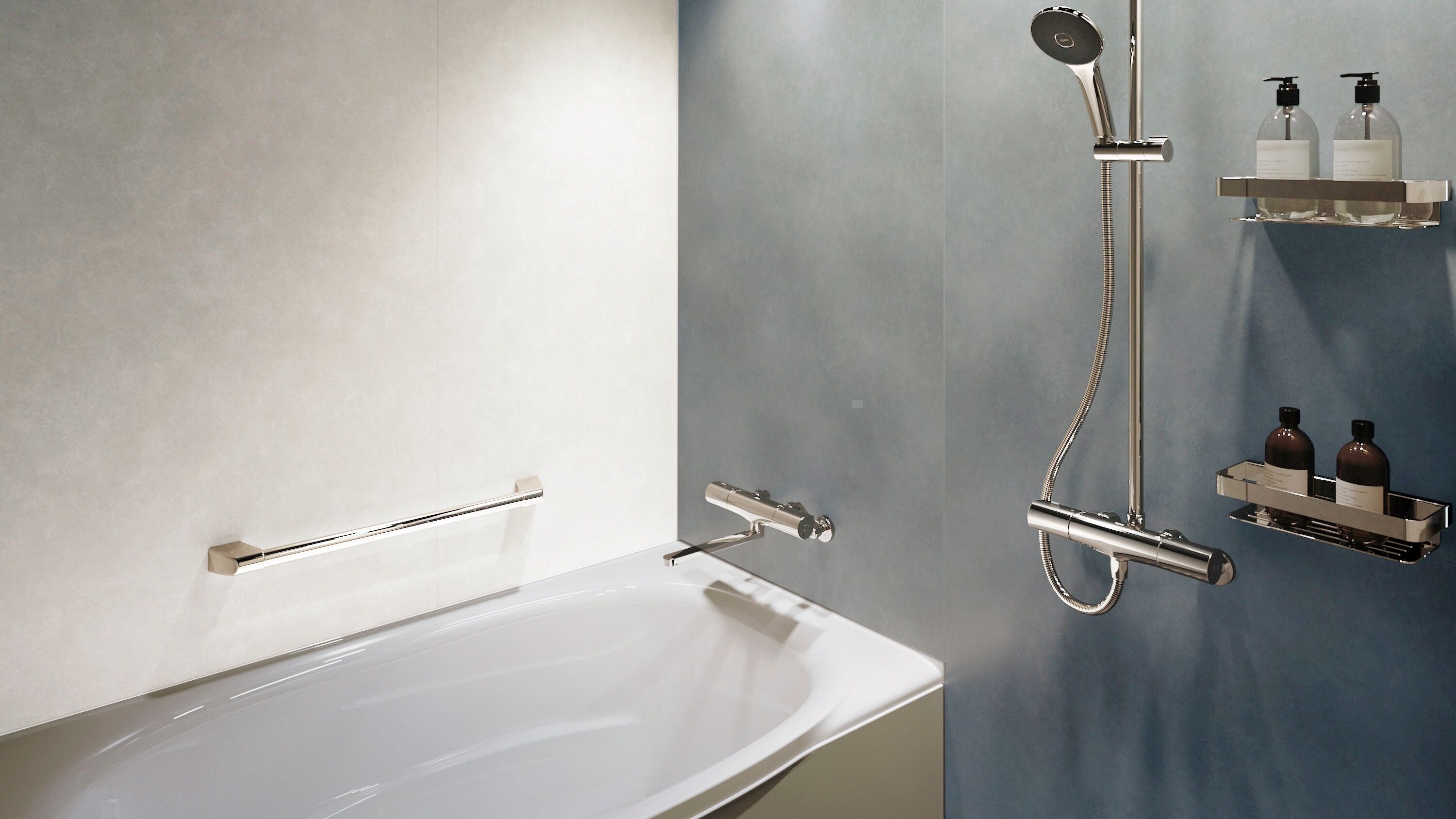 combined shower/bathtub, deep-soaking bathtub, free toiletries