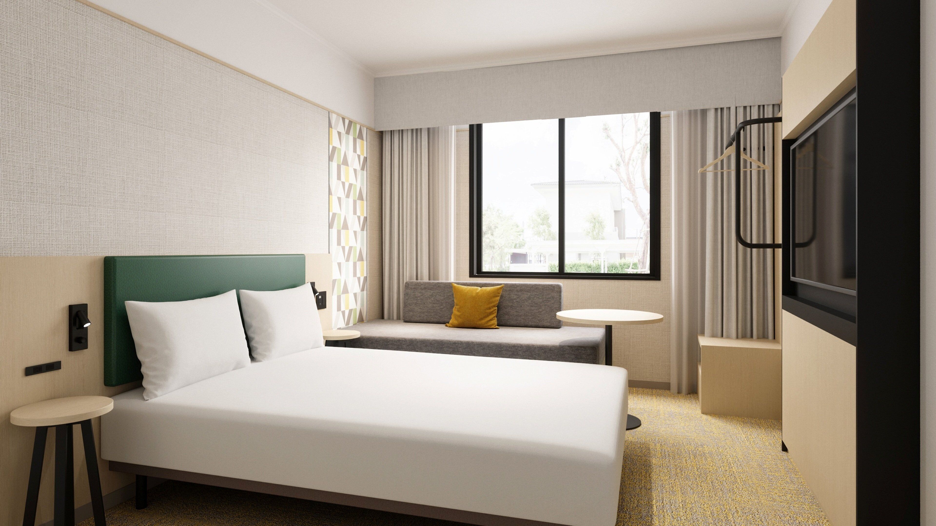 Caja de seguridad en la habitación, escritorio y cortinas blackout 