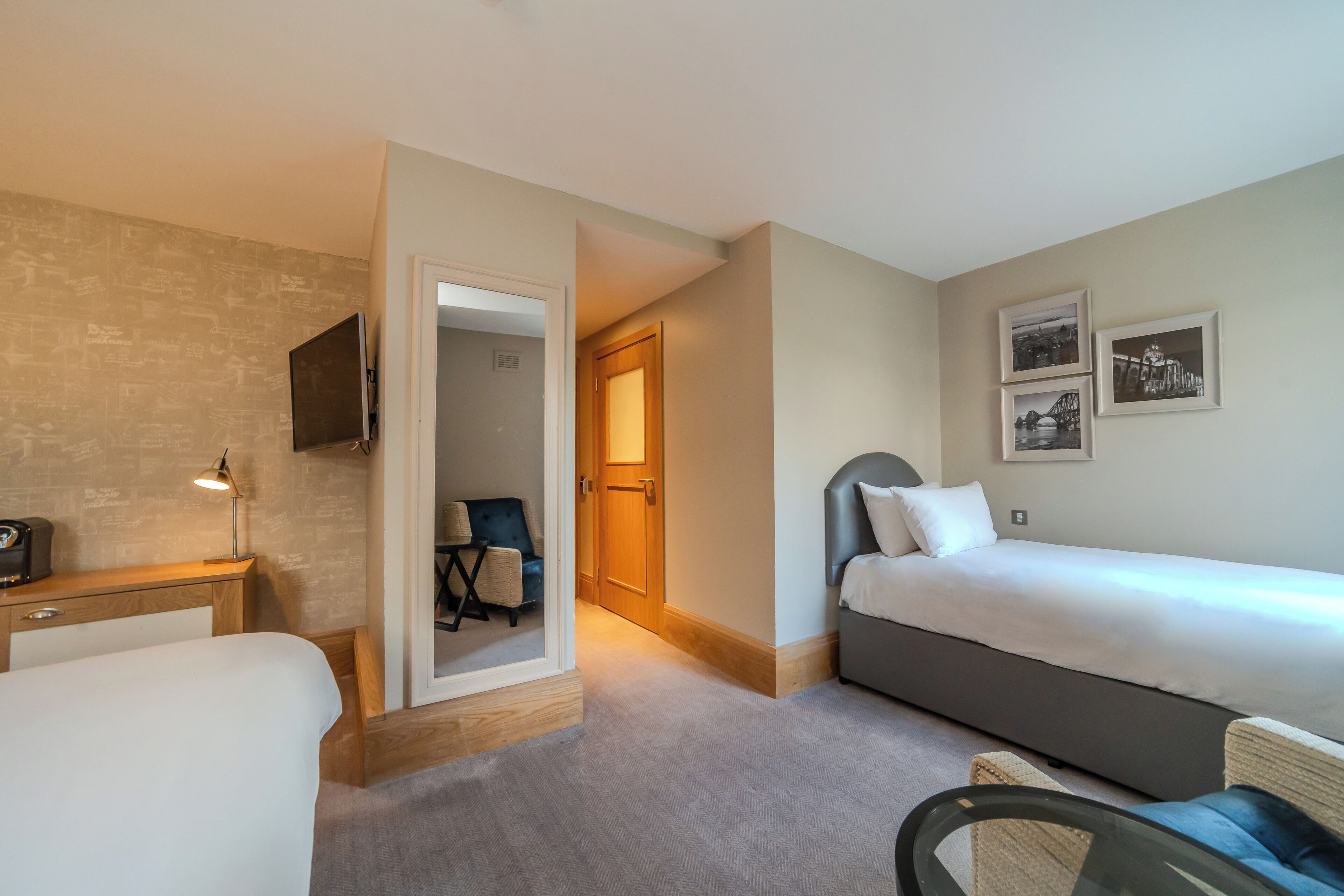 family room | in-room safe, desk, laptop workspace, iron/ironing board