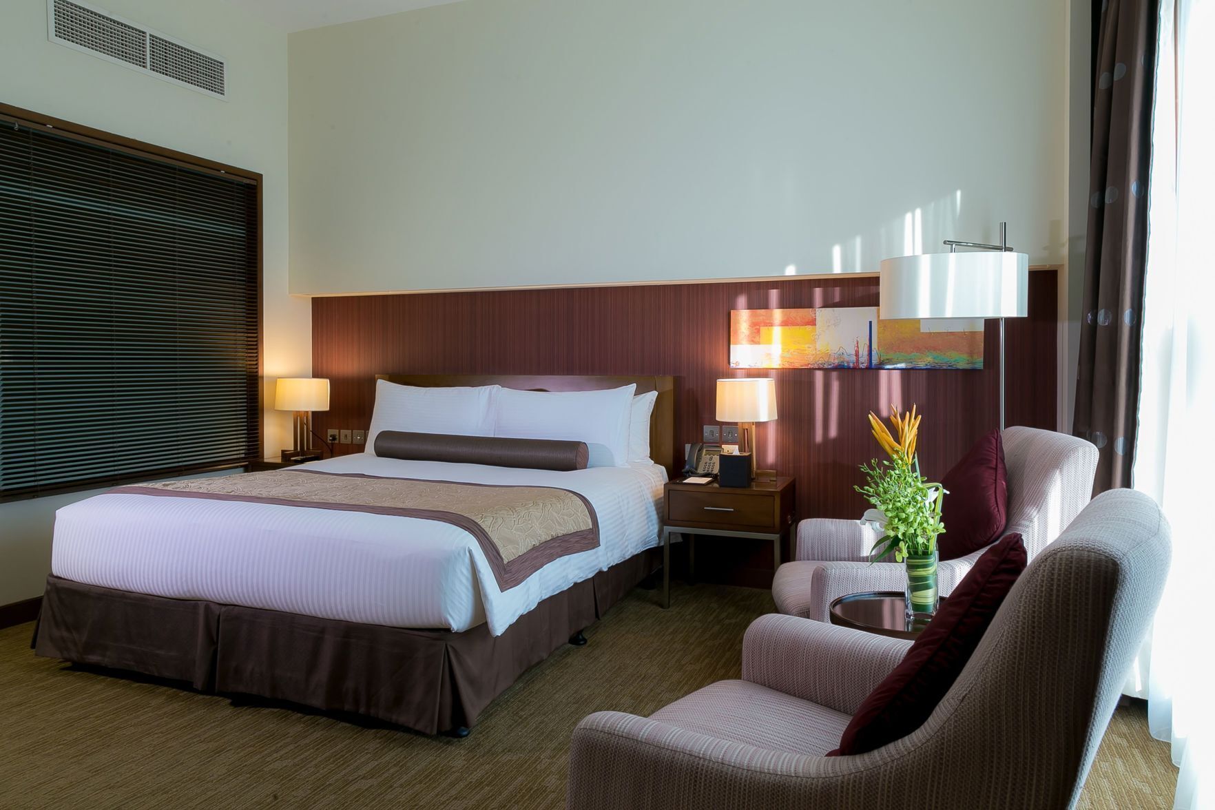 Premium bedding, down comforters, pillowtop beds, in-room safe