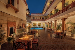 Indian cuisine, pool views