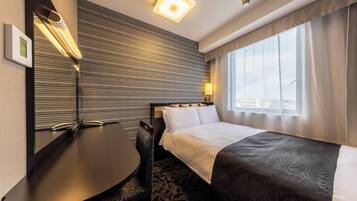 Desk, blackout drapes, soundproofing, iron/ironing board