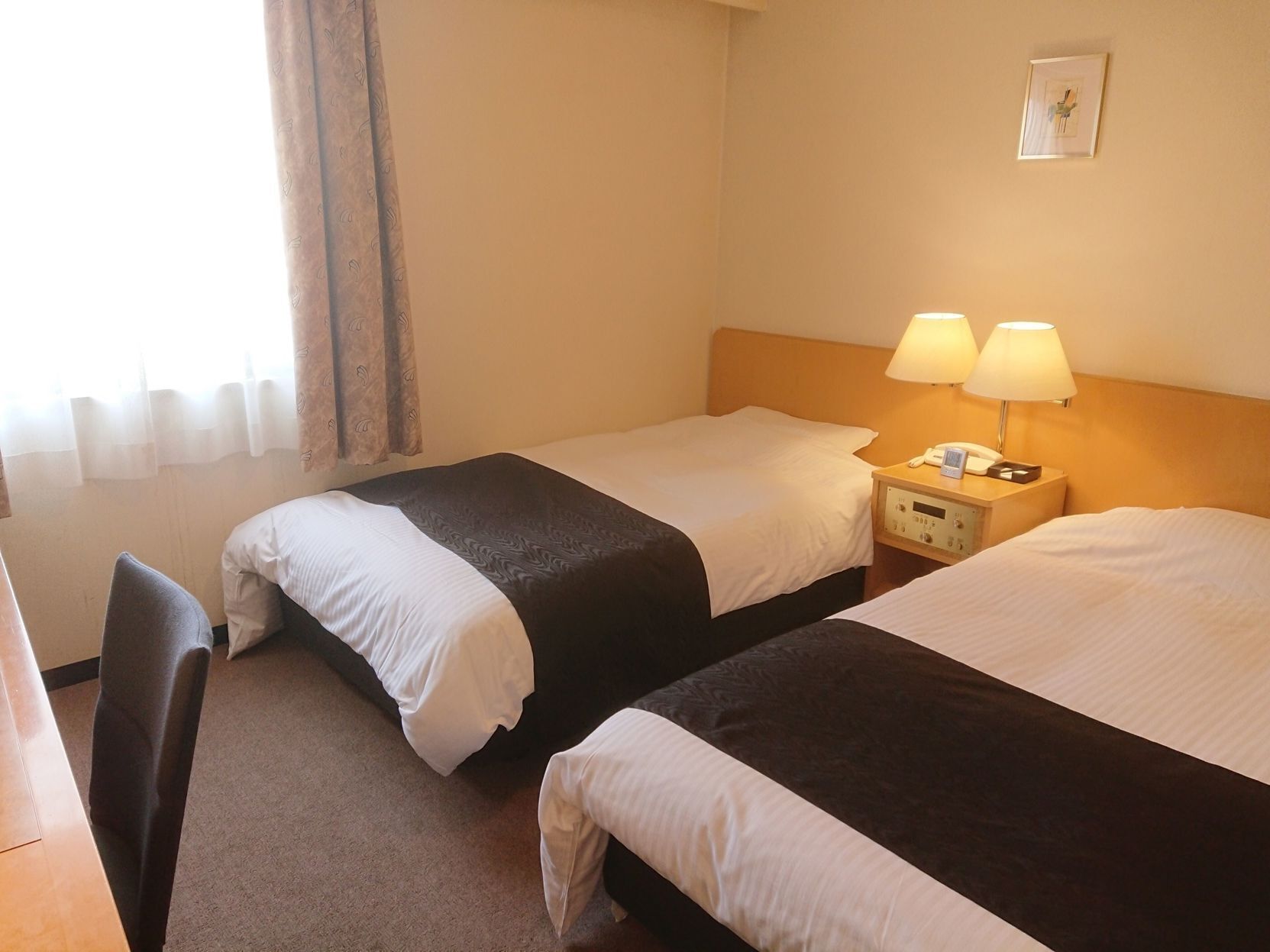 Desk, blackout curtains, iron/ironing board, free WiFi