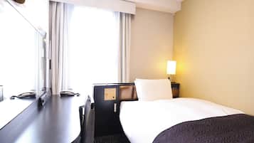 Down comforters, desk, blackout drapes, iron/ironing board