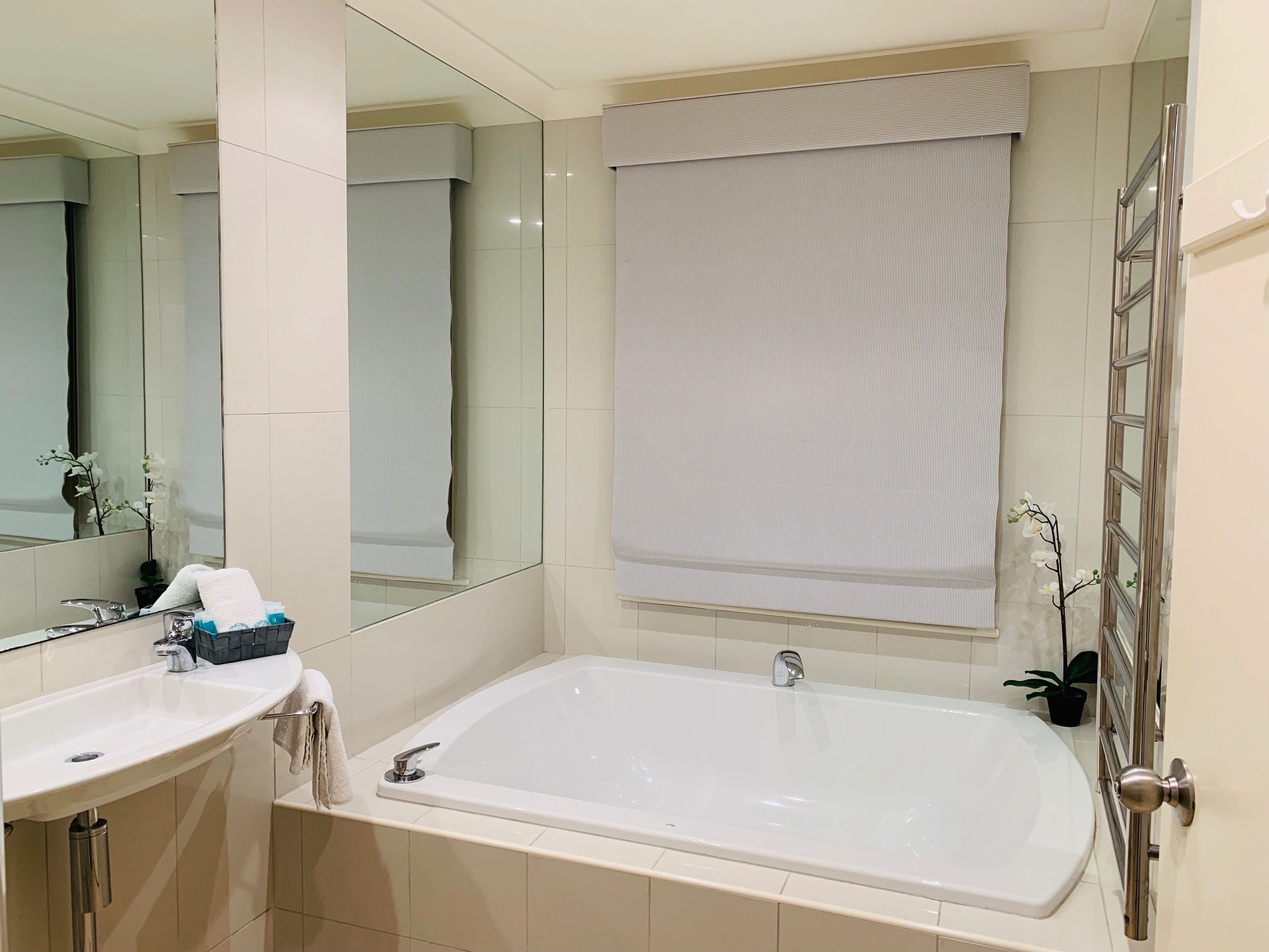 apartment with large bath no spa | bathroom | separate bathtub and shower, free toiletries, towels, soap