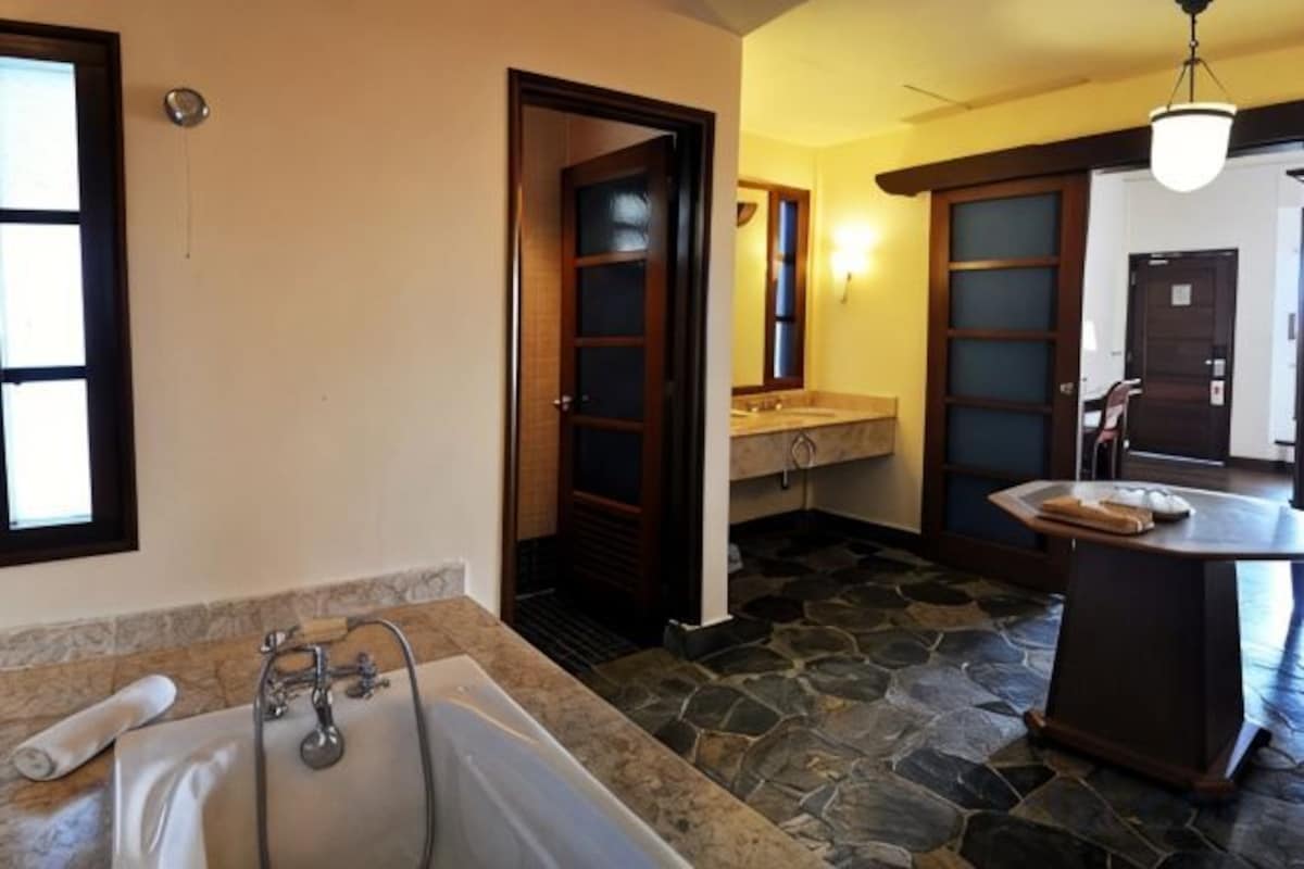 Bathroom | Shower, slippers, towels