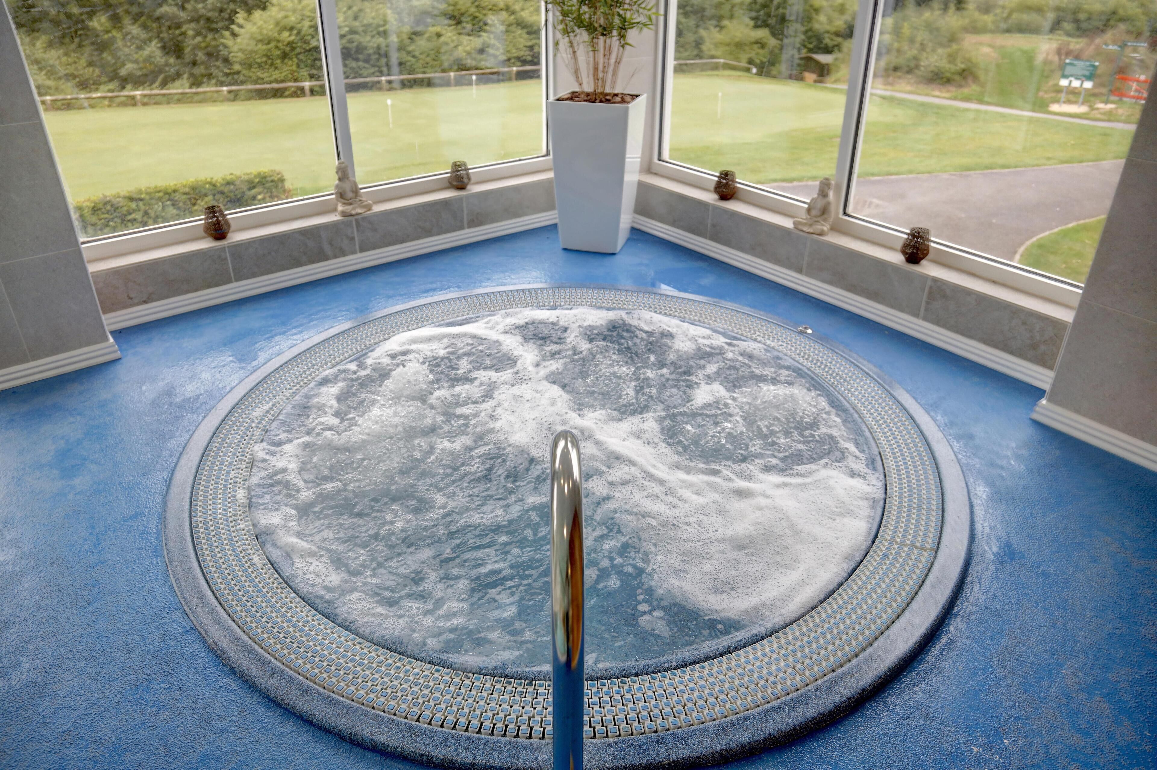 Indoor pool, open 8:00 AM to 7:30 PM, pool loungers