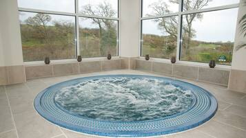 Indoor pool, open 8:00 AM to 7:30 PM, sun loungers