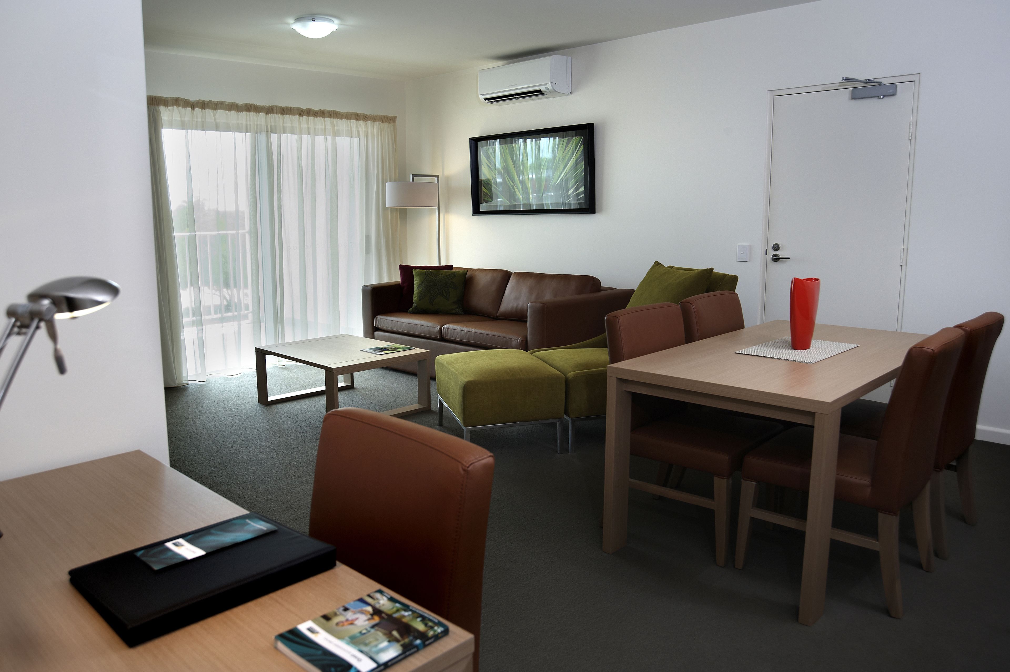 Flat-screen TV, DVD player