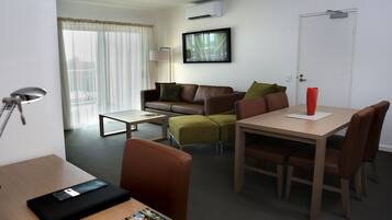 Flat-screen TV, DVD player