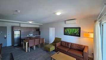 Flat-screen TV, DVD player