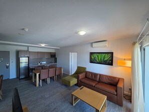 Flat-screen TV, DVD player