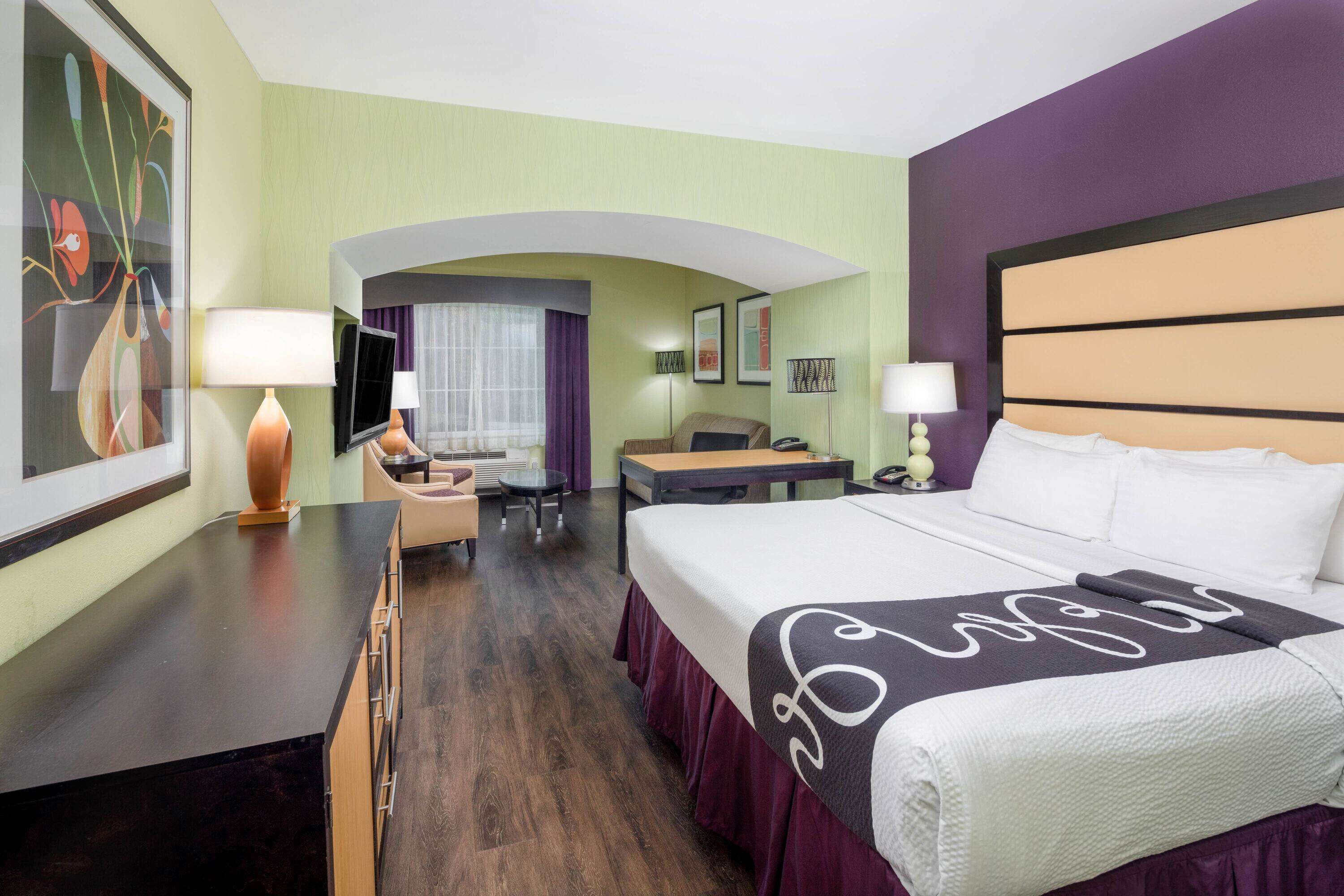 premium bedding, down duvets, pillow-top beds, desk