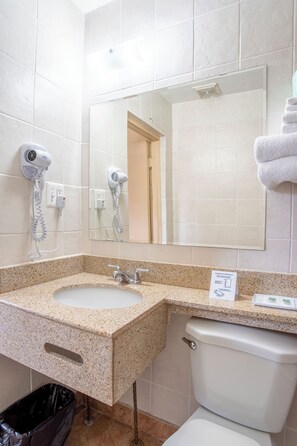 Ensemble douche/baignoire, sèche-cheveux, serviettes fournies