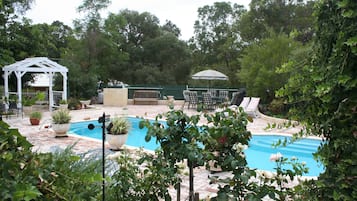 Outdoor pool, pool loungers