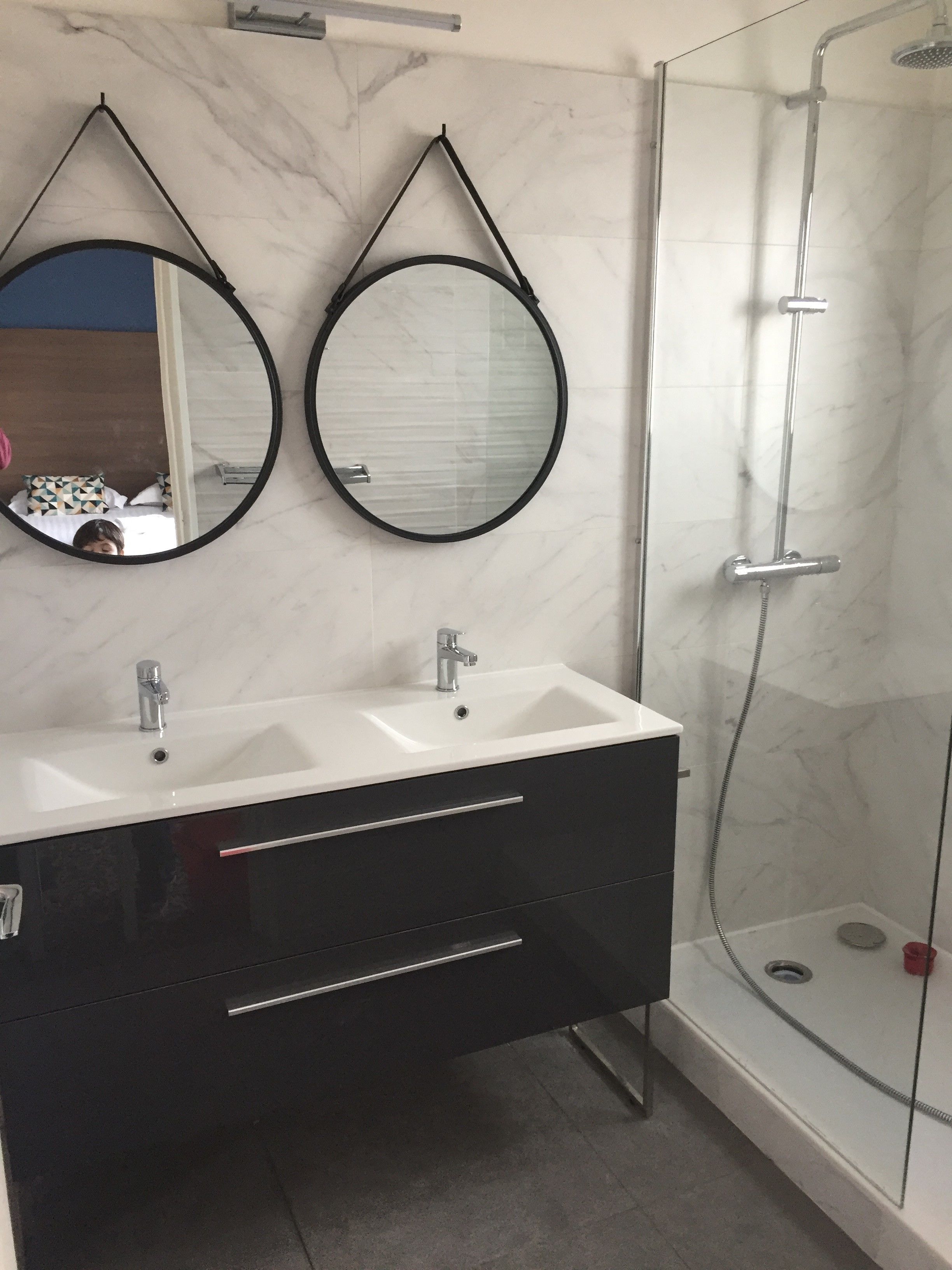 superior family room | bathroom | hair dryer, towels