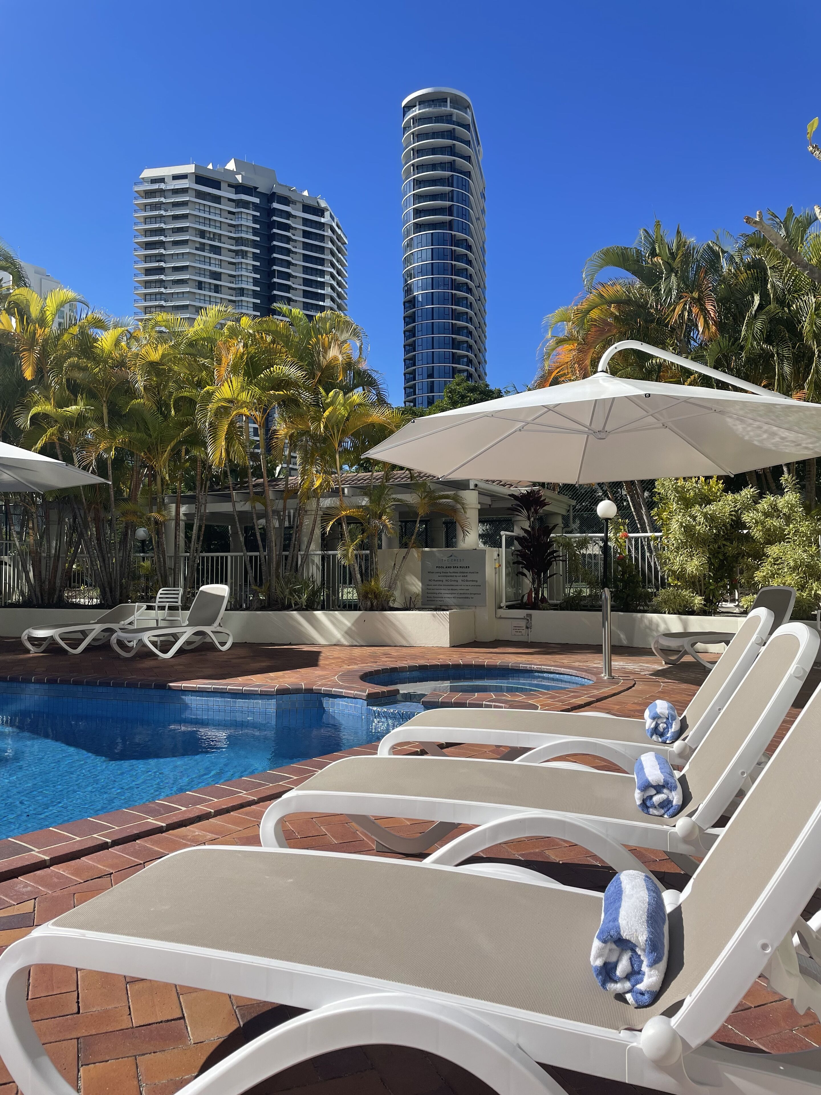 Indoor pool, outdoor pool, pool umbrellas, sun loungers