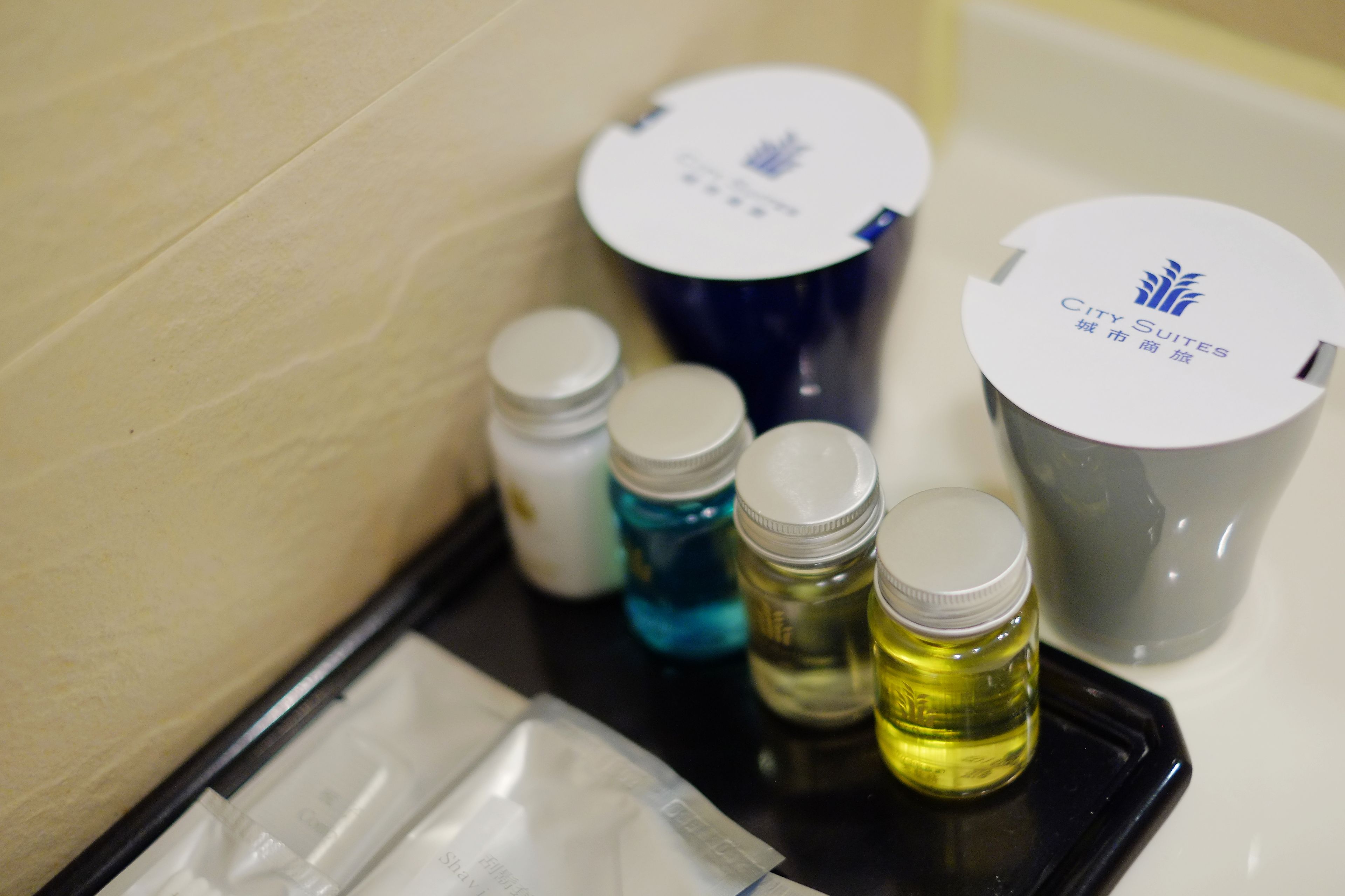 free toiletries, hair dryer, slippers, towels