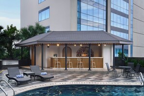 Outdoor pool, pool loungers