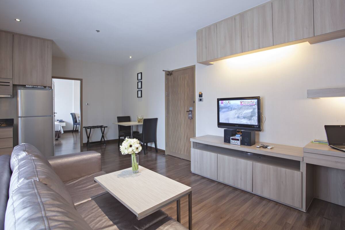 1 habitación y ropa de cama de alta calidad