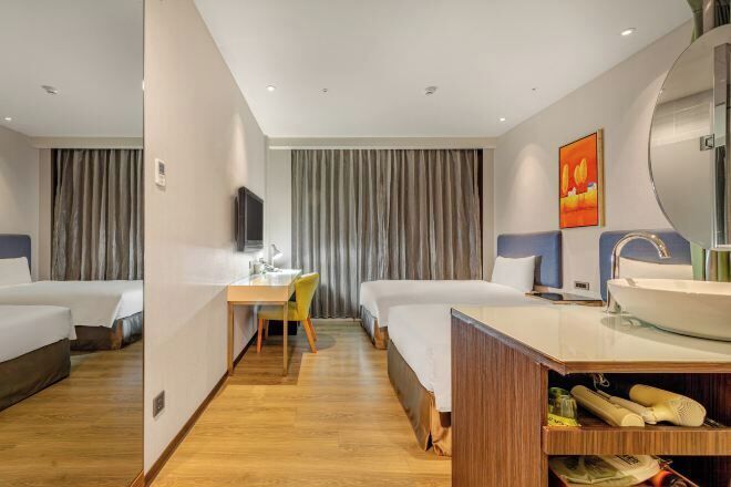 In-room safe, desk, laptop workspace, iron/ironing board