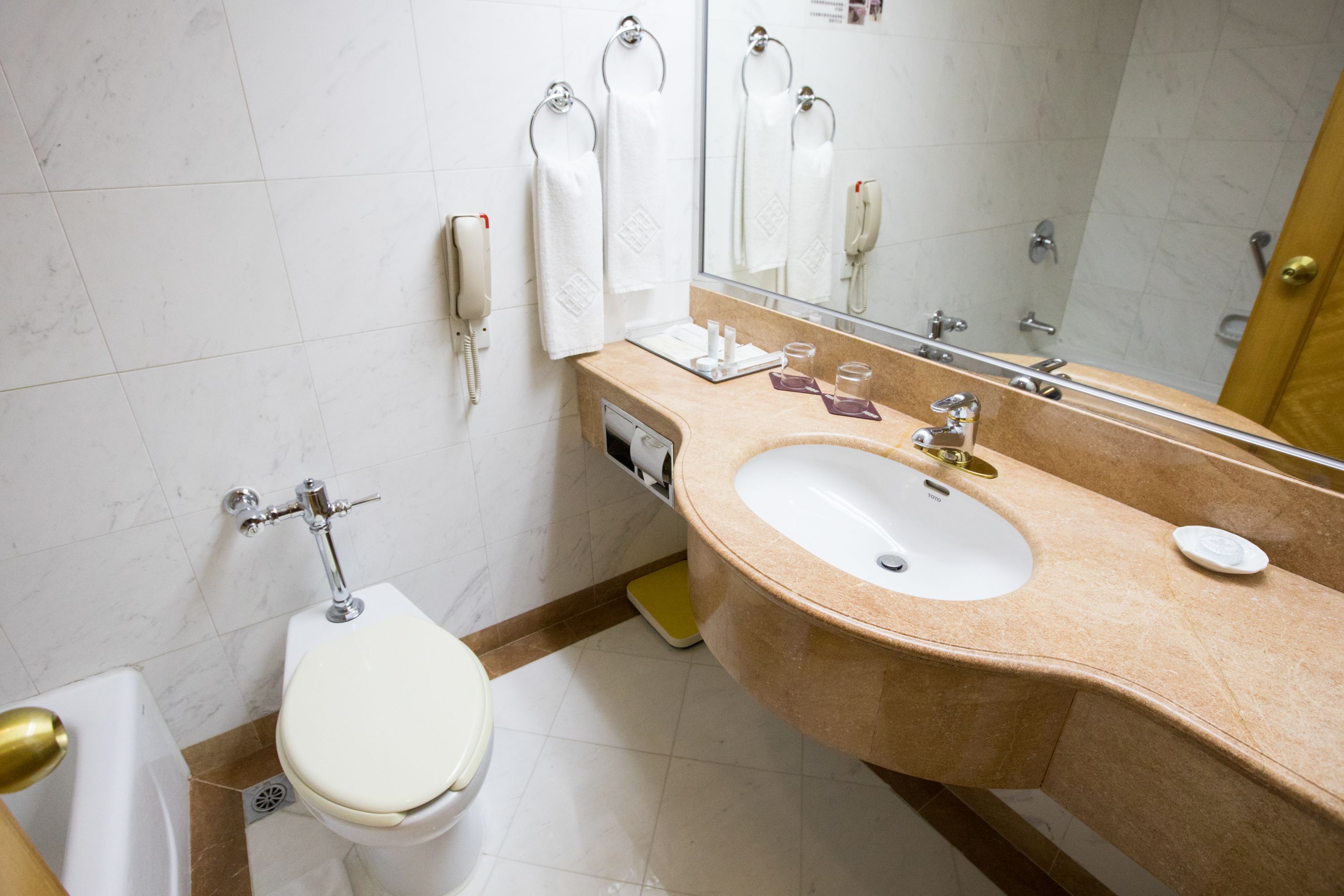 executive double or twin room | bathroom | shower, hair dryer, slippers, towels