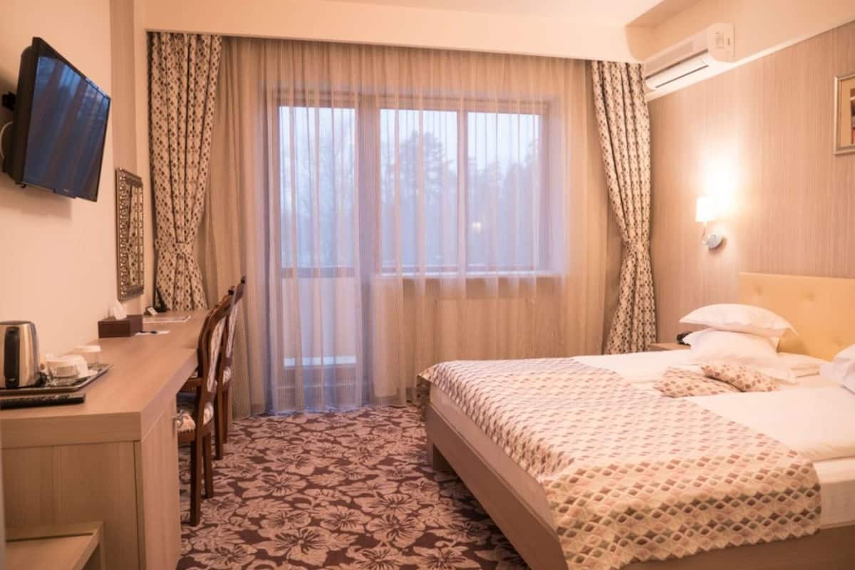 comfort room, 1 double bed, non smoking | in-room safe, desk, iron/ironing board, free wifi