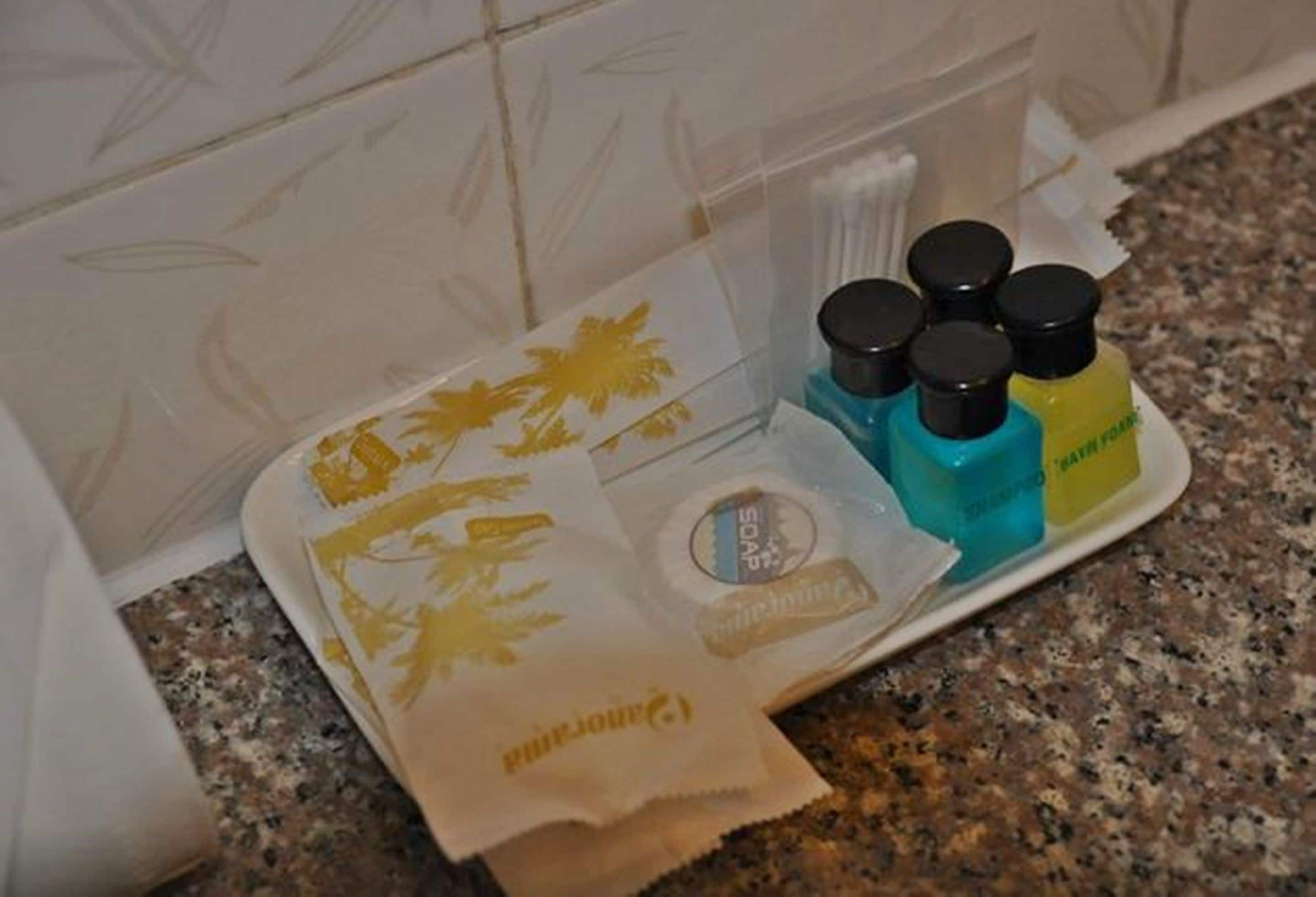 shower, free toiletries, hair dryer, slippers