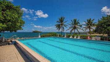 Outdoor pool, sun loungers