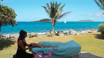 Outdoor treatment area, body treatments, aromatherapy
