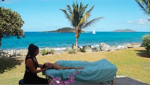 Outdoor treatment areas, body treatments, aromatherapy
