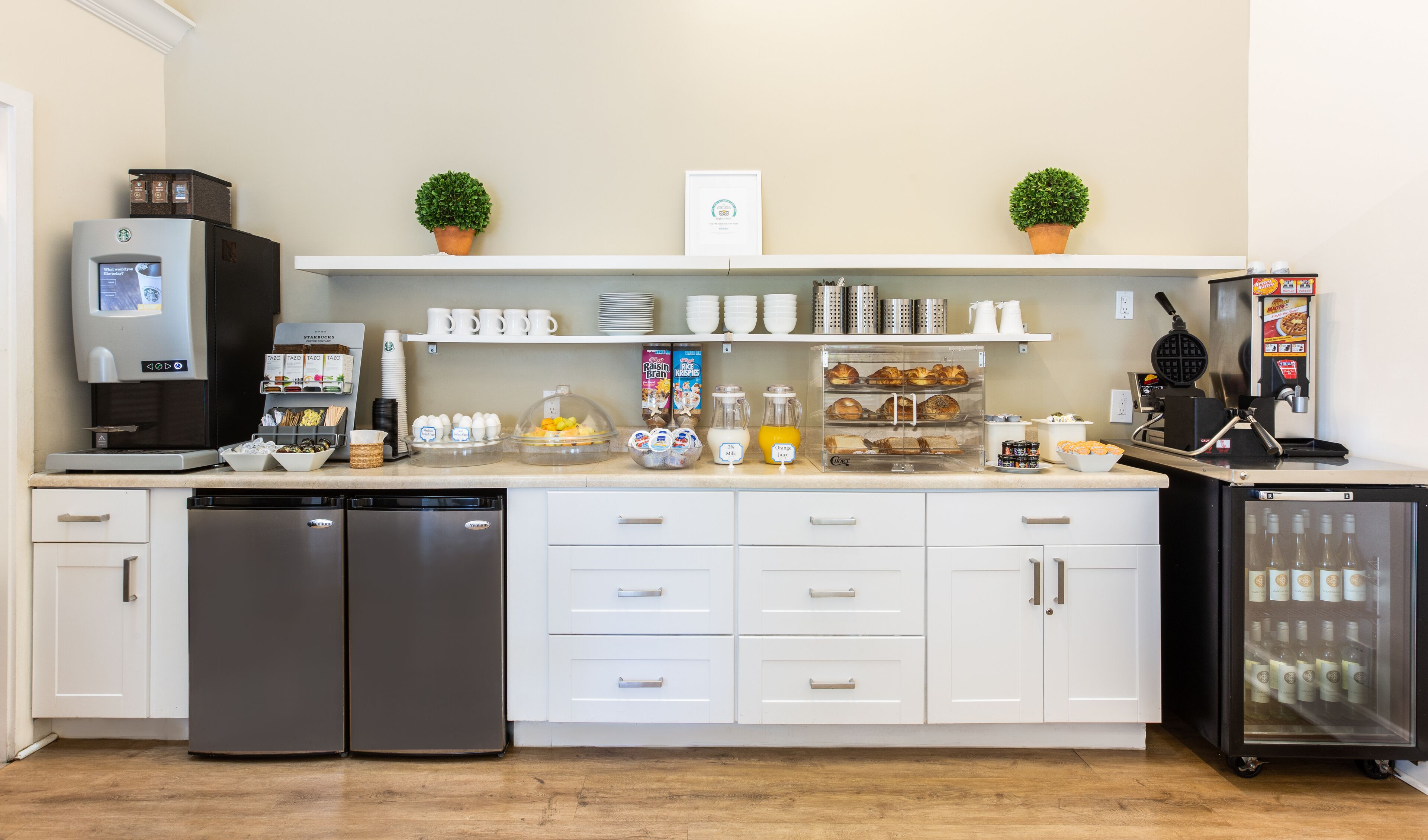 Free daily self-service breakfast 
