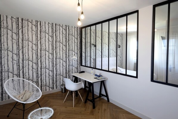 Desk, blackout curtains, iron/ironing board, free WiFi