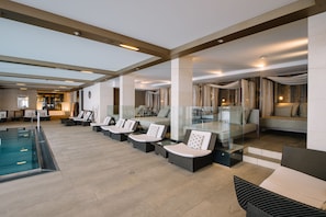 Outdoor treatment area, sauna, hot tub, steam room, body treatments