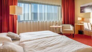 In-room safe, desk, blackout curtains, soundproofing