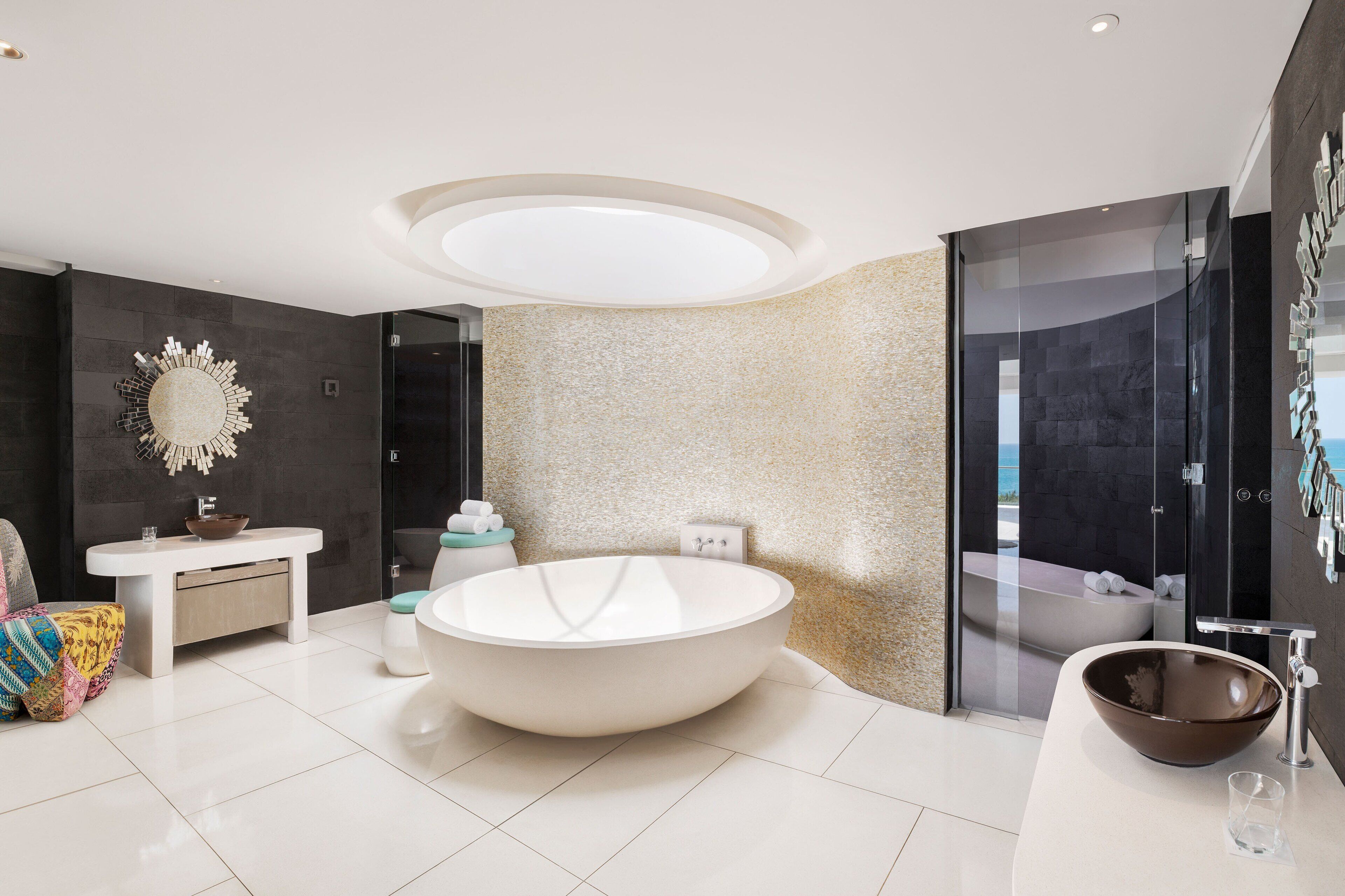 panoramic suite, 2 bedrooms, non smoking, ocean view (balcony) | bathroom | separate bathtub and shower, deep-soaking bathtub, rainfall showerhead