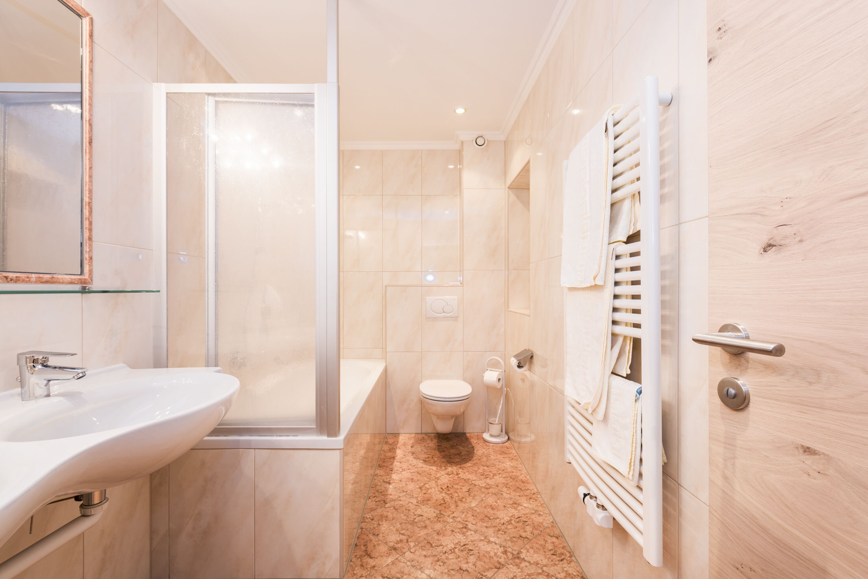 hair dryer, bathrobes, towels, soap