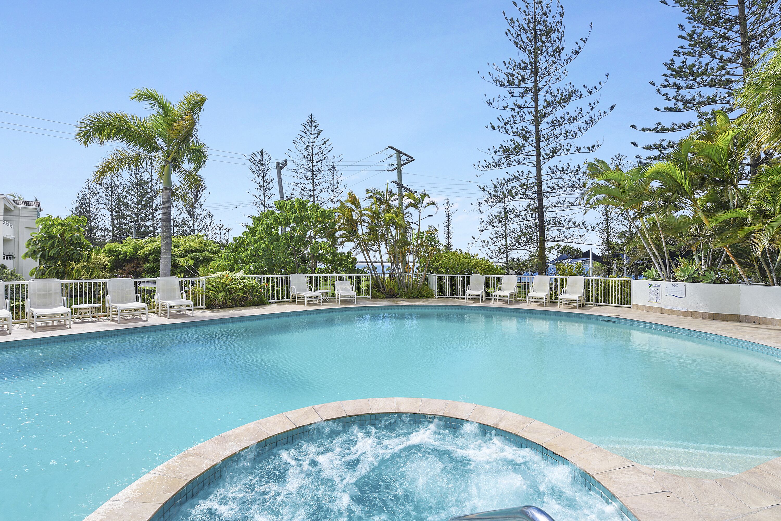 Outdoor pool, sun loungers